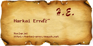 Harkai Ernő névjegykártya